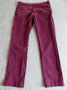 Polo Ralph Lauren Chino Pants Mens 33x32 Burgundy Red Stretch Slim Fit Twill